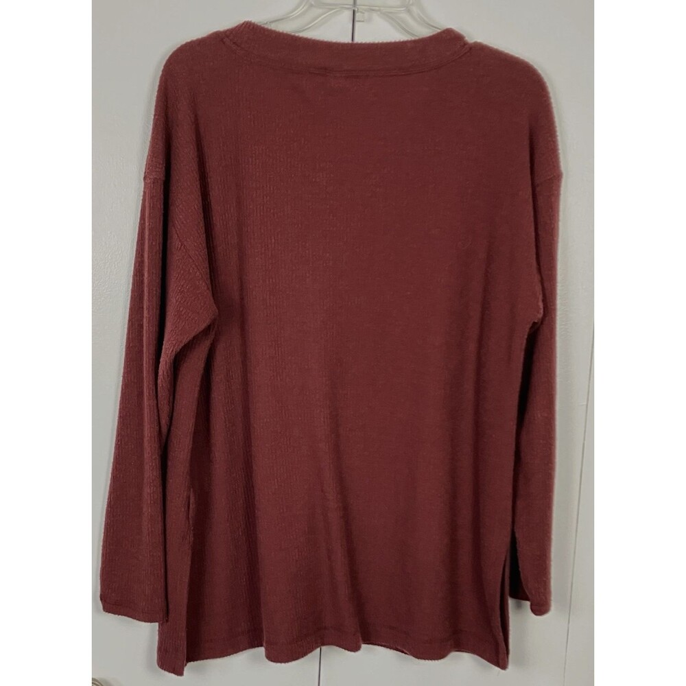 Old Navy Womens V-Neck  Long Sleeve Plush Tee Burgundy Sz Medium - Picture 6 of 6